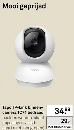 Karwei Tapo TP-Link binnencamera TC71 bedraad aanbieding
