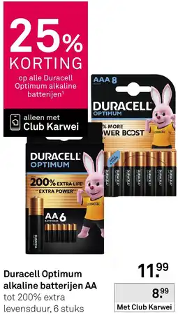 Karwei Duracell Optimum alkaline batterijen AA aanbieding