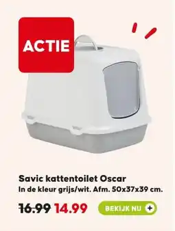 Pets Place Savic kattentoilet Oscar In de kleur grijs/wit. Afm. 50x37x39 cm. aanbieding