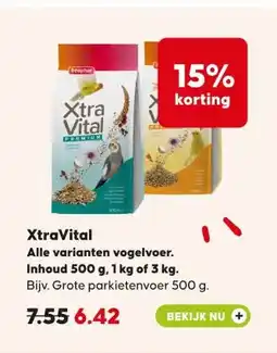 Pets Place XtraVital Alle varianten vogelvoer. Inhoud 500 g, 1 kg of 3 kg. aanbieding