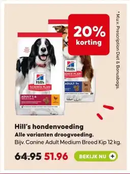 Pets Place Hill's hondenvoeding Alle varianten droogvoeding. aanbieding