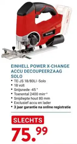 Kluswijs Einhell power x-change accu decoupeerzaag solo aanbieding