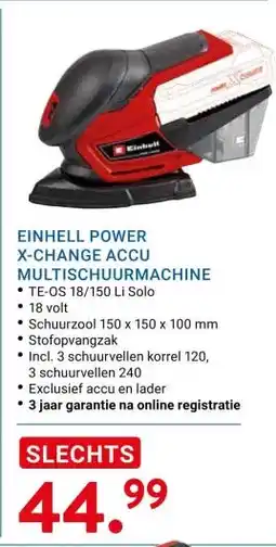 Kluswijs EINHELL POWER X-CHANGE ACCU MULTISCHUURMACHINE aanbieding