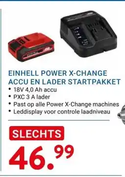 Kluswijs EINHELL POWER X-CHANGE ACCU EN LADER STARTPAKKET aanbieding