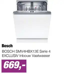 EP BOSCH SMV4HBX13E Serie 4 EXCLUSIV Inbouw Vaatwasser aanbieding