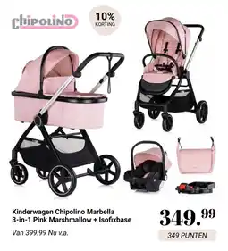 Van Asten BabySuperstore Kinderwagen Chipolino Marbella 3-in-1 Pink aanbieding