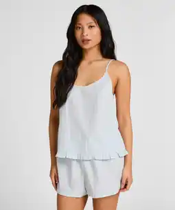 Hunkemoller Hunkemöller Gestreept Katoenen Pyjama short Blauw aanbieding