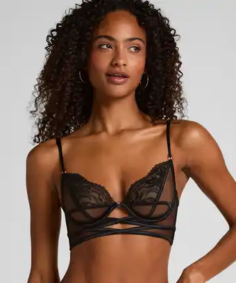 Hunkemoller Hunkemöller Niet-Voorgevormde Beugel Longline bh Amel Zwart aanbieding