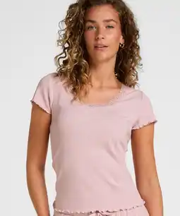Hunkemoller Hunkemöller Pyjama Top Jersey Rib Roze aanbieding