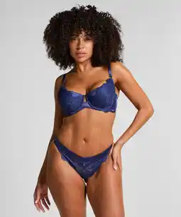 Hunkemoller Hunkemöller Hoog uitgesneden string Grace Blauw aanbieding
