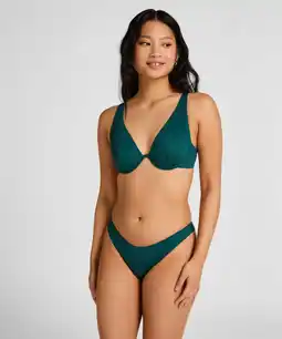 Hunkemoller Hunkemöller Hoog uitgesneden neopreen bikinibroekje Groen aanbieding