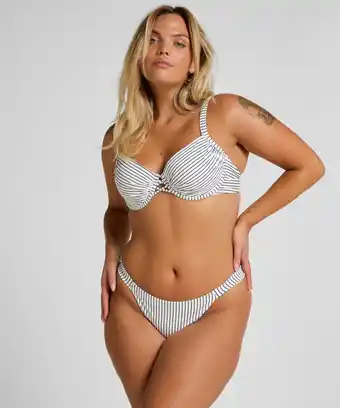 Hunkemoller Hunkemöller Hoog Uitgesneden Bikinibroekje Strepen Wit aanbieding