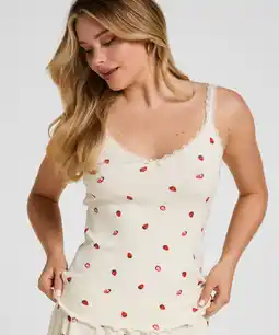 Hunkemoller Hunkemöller Pyjama Singlet Pointelle Wit aanbieding
