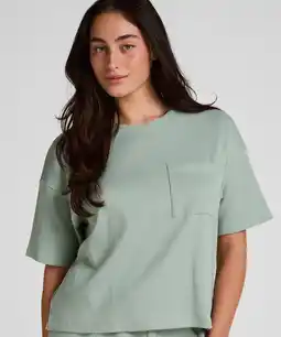 Hunkemoller Hunkemöller Pyjama Top Waffle Groen aanbieding