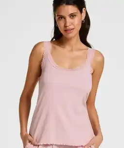Hunkemoller Hunkemöller Rib Jersey Singlet met Kant Roze aanbieding