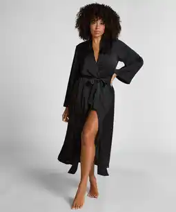 Hunkemoller Hunkemöller Satijnen kimono met krijtstreep Zwart aanbieding