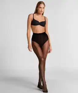 Hunkemoller Hunkemöller Panty 15 Denier Graphic Lines Zwart aanbieding