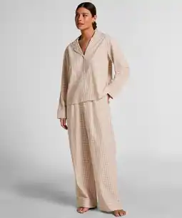 Hunkemoller Hunkemöller Dobby Pyjamabroek van Geweven Katoen Beige aanbieding