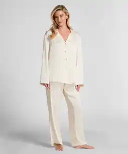 Hunkemoller Hunkemöller Satijnen broek met krijtstreep Wit aanbieding