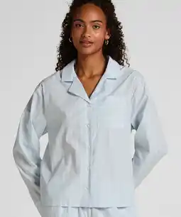 Hunkemoller Hunkemöller Geweven katoenen jasje met streep Blauw aanbieding