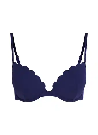 Hunkemoller Hunkemöller Voorgevormde push-up beugel bikinitop Scallop Cup A - E Blauw aanbieding