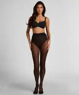 Hunkemoller Hunkemöller Panty 30 Denier geometric print Zwart aanbieding