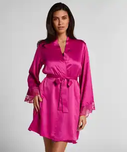 Hunkemoller Hunkemöller Satijnen kimono Peonie Roze aanbieding