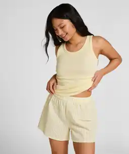 Hunkemoller Hunkemöller Pyjama Short Seersucker Geel aanbieding