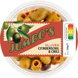 Jumbo Jumbo's Olijven Citroenschil & Chili 130 g aanbieding