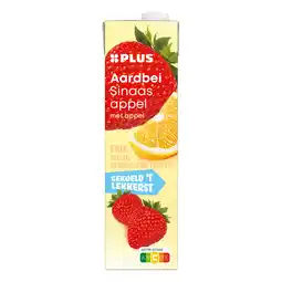 PLUS PLUS Gekoeld sap sinaasappel-aardbei aanbieding