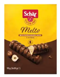 De Online Drogist Schar Melto Melkchocolade Hazelnoot Repen 90GR aanbieding