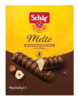 De Online Drogist Schar Melto Melkchocolade Hazelnoot Repen 90GR aanbieding