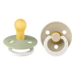 Etos BIBS Glow In The Dark Fopspeen Rond Latex Maat 1 Sage/Vanilla 2 stuks aanbieding