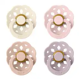 Etos BIBS Boheme Fopspeen Rond Latex Maat 2 Ivory/Blush/Blossom/Lila 4 stuks aanbieding