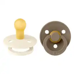 Etos BIBS Colour Fopspeen Rond Latex Maat 1 Ivory/Dark Oak 2 stuks aanbieding