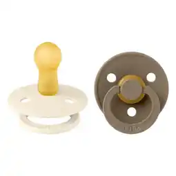 Etos BIBS Colour Fopspeen Rond Latex Maat 2 Ivory/Dark Oak 2 stuks aanbieding