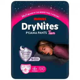 Etos Huggies DryNites Nachtbroekjes Meisjes 13+ jaar 9 stuks aanbieding