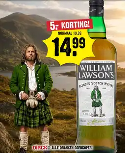 Dirck 3 William Lawson's Whisky 100 cl aanbieding