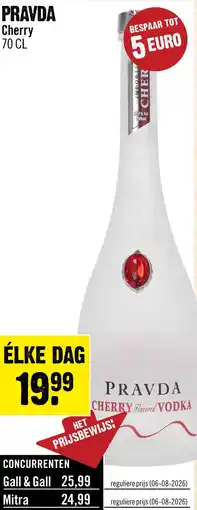 Dirck 3 Pravda Ultra Premium Cherry Vodka 70 cl 70 cl aanbieding