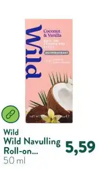 Holland & Barrett Wild Navulling Roll-on Deodorant Antitranspirant Kokos & Vanille aanbieding