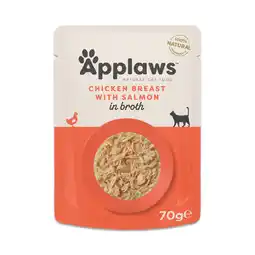 Zooplus Economy pack 24x70 Kipfilet met zalm Applaws Naturel in bouillon natvoer voor katten aanbieding