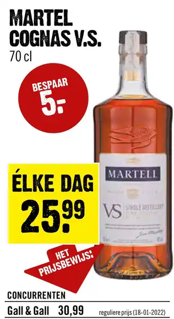 Dirck 3 Martel Cognas V.S. 70 Cl aanbieding