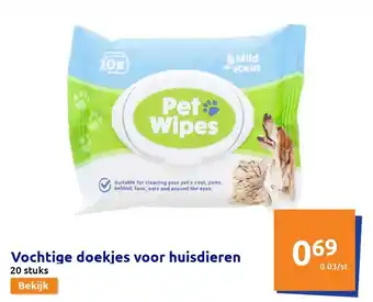 Action Vochtige doekjes voor huisdieren aanbieding