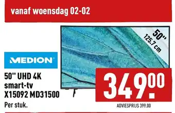 ALDI Medion 50" UHD 4K smart-tv X15092 MD31500 aanbieding