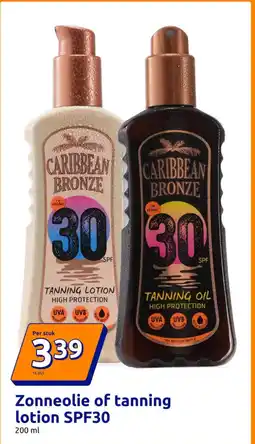 Action Zonneolie of tanning lotion SPF30 aanbieding