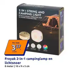 Action Froyak 2-in-1 campinglamp en lichtsnoer aanbieding