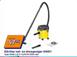 Action Kärcher nat- en droogzuiger KWD1 aanbieding