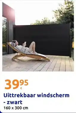 Action Uittrekbaar windscherm - zwart aanbieding