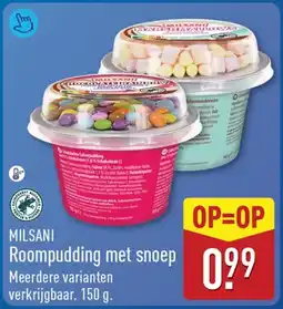 ALDI Milsani Roompudding met snoep aanbieding
