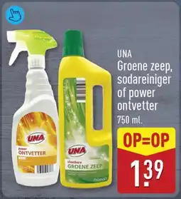 ALDI Una Groene zeep, sodareiniger of power ontvetter aanbieding